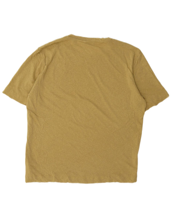 Massimo Dutti T-Shirt Femme Top UK 20 2XL Lin Jaune