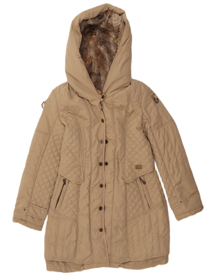 Easy Comfort Manteau rembourré à capuche pour femme UK 44 Large Beige Polyester