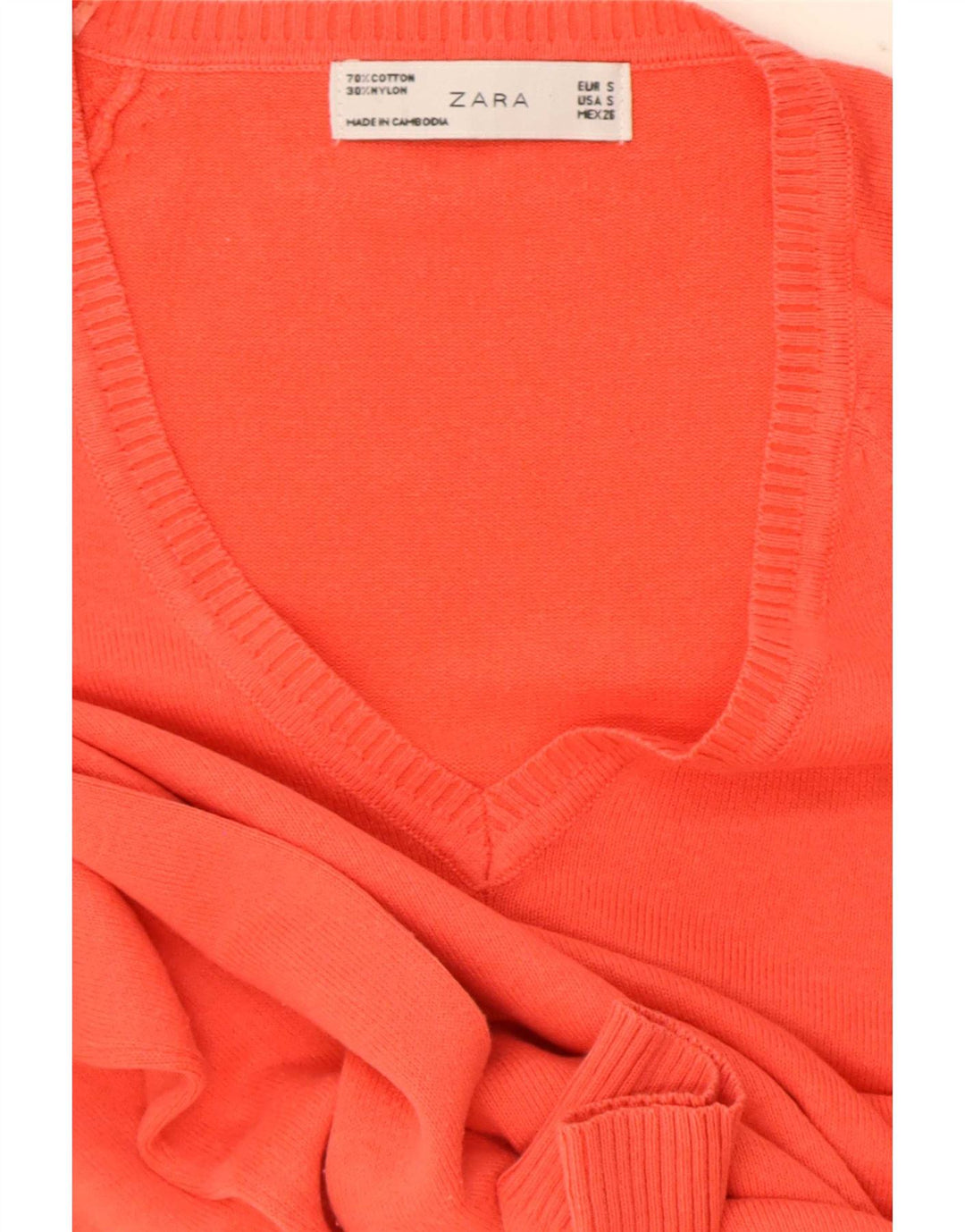 Zara Pull col V pour femme UK 10 Petit Rouge