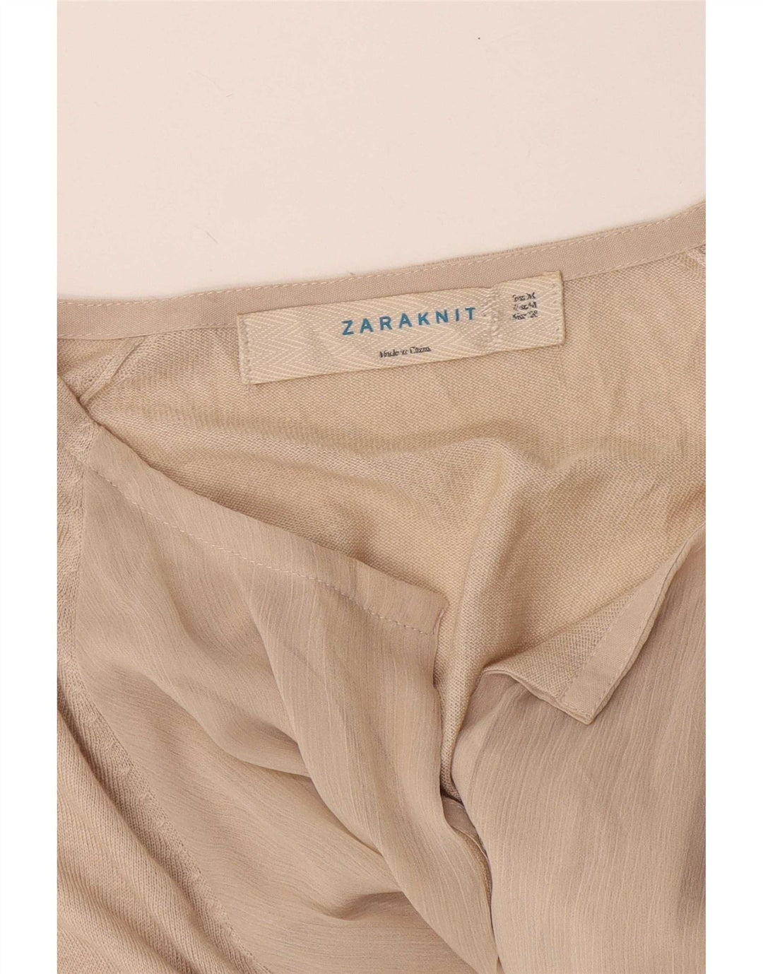 Zara Cardigan à manches longues pour femme UK 12 Beige moyen