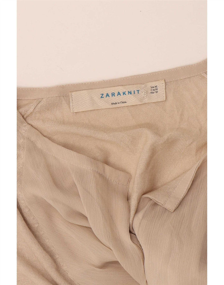 Zara Cardigan à manches longues pour femme UK 12 Beige moyen