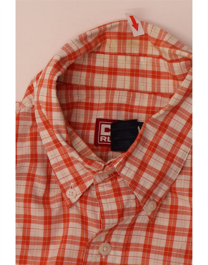CHAPS RALPH LAUREN Chemise à manches courtes homme en coton à carreaux orange moyen