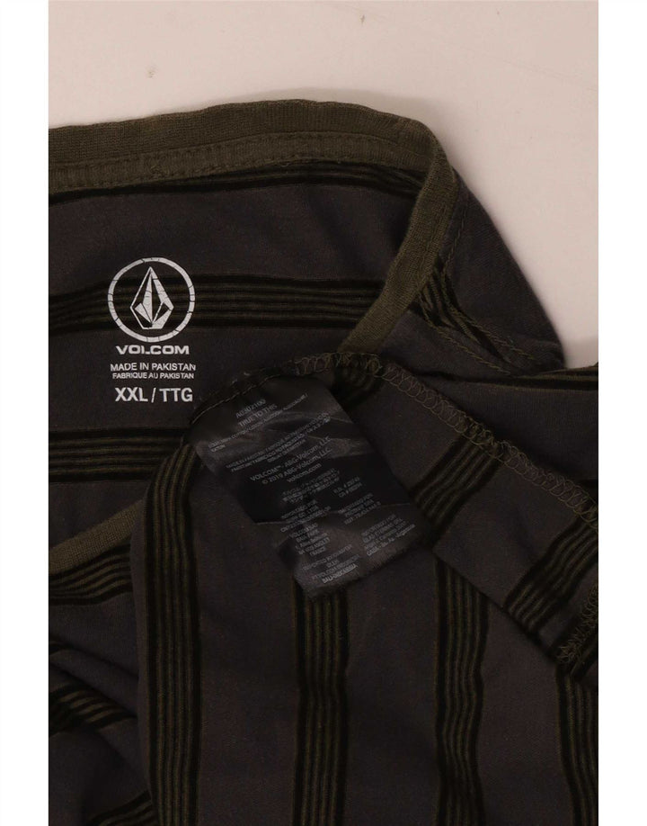 Volcom Haut à manches longues pour hommes 2XL en coton rayé gris
