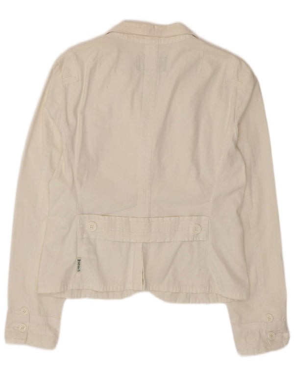 Armani Jeans Veste Blazer 3 Boutons Femme UK 18 XL Coton Blanc