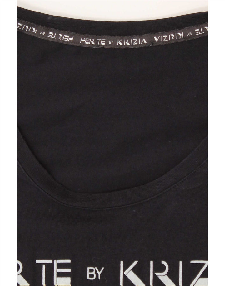 Perte by Krizia T-shirt graphique régulier pour femme UK 12 Bleu marine moyen