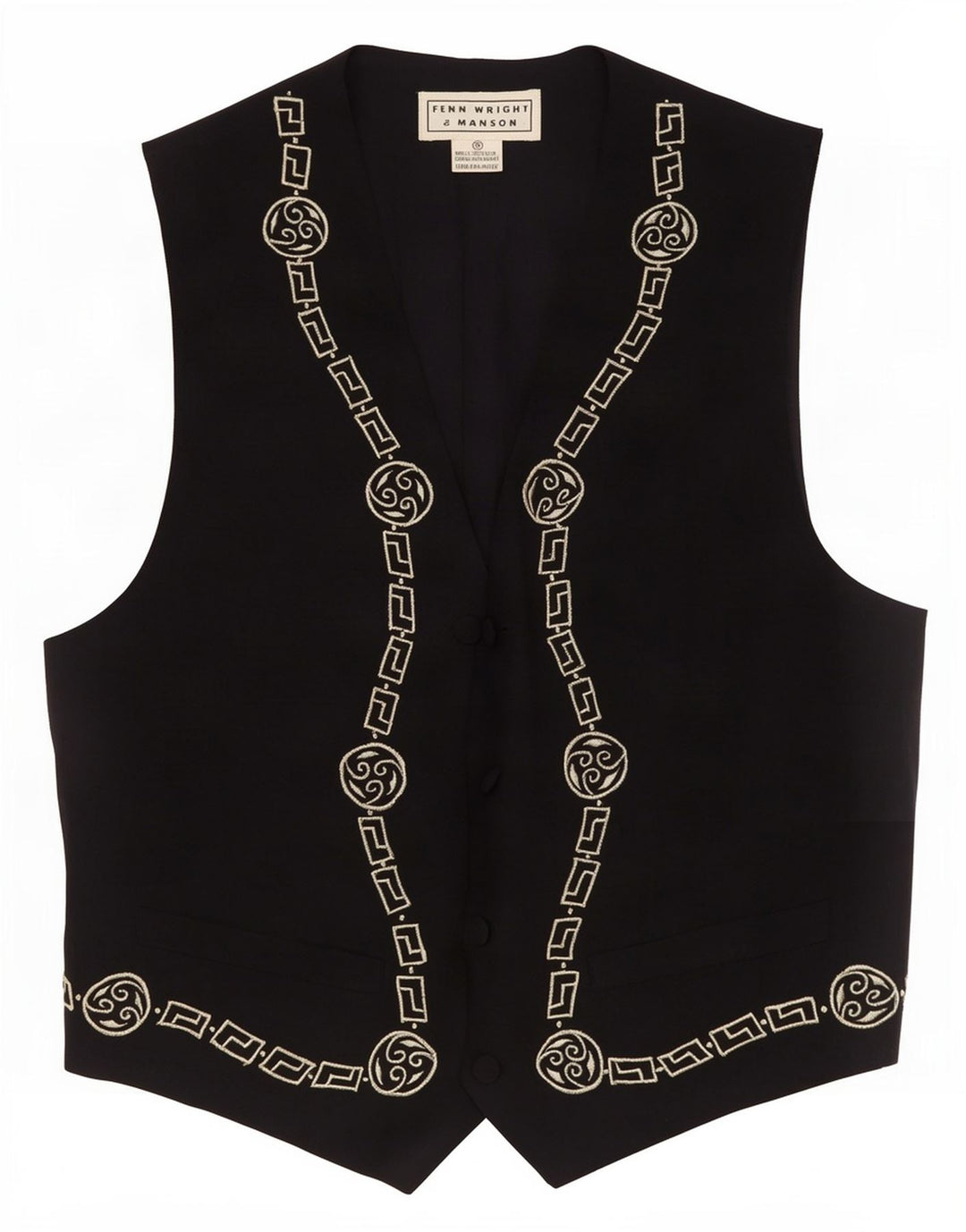 Fenn Wright Manson Gilet femme UK 10 Petite soie géométrique noire