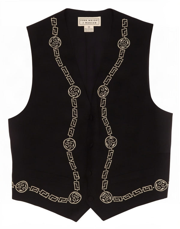 Fenn Wright Manson Gilet femme UK 10 Petite soie géométrique noire