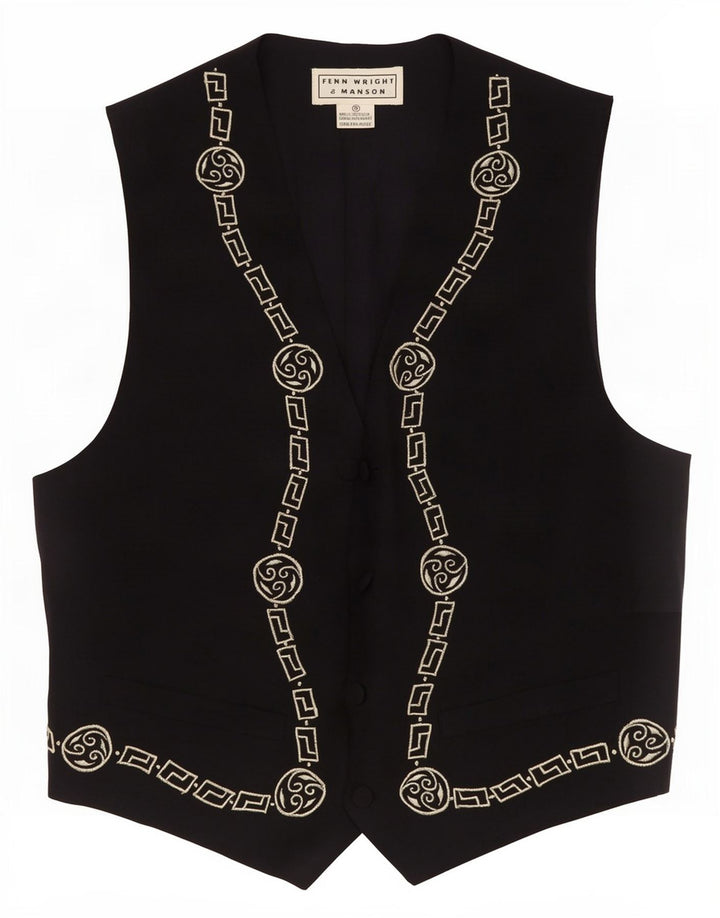 Fenn Wright Manson Gilet femme UK 10 Petite soie géométrique noire