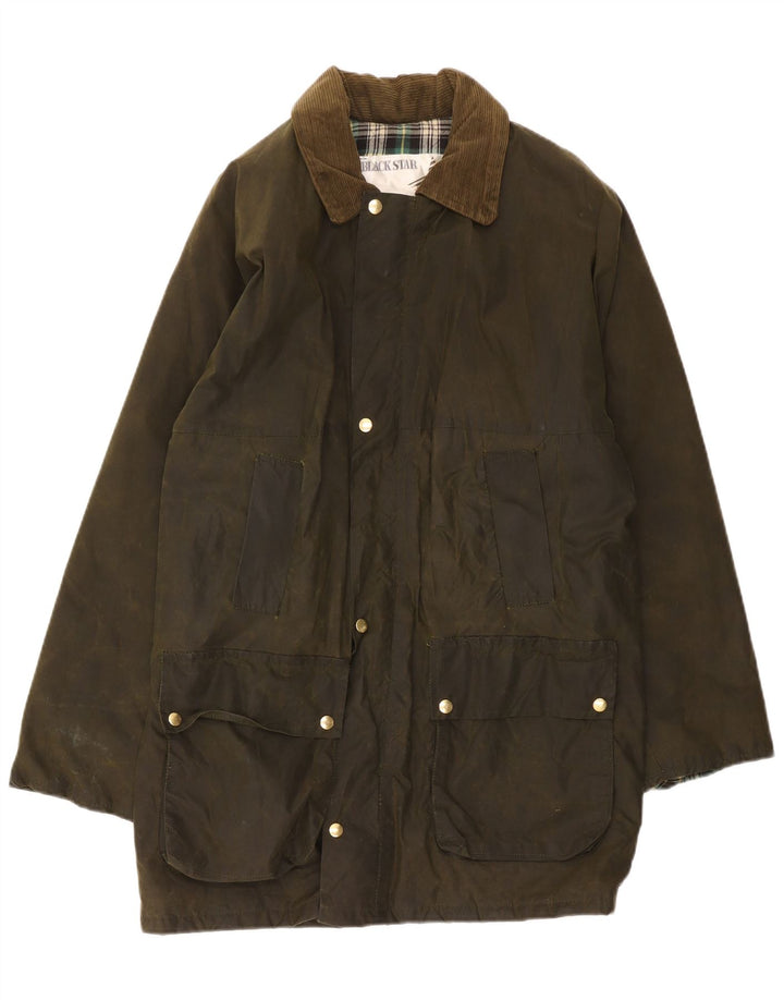 manteau en coton ciré vintage pour homme UK 38 Kaki moyen