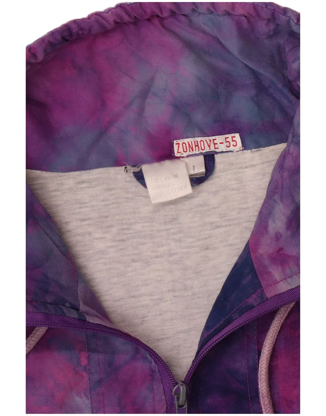 vintage Womens Survêtement Top Jacket UK 16 Grand Tie Dye multicolore