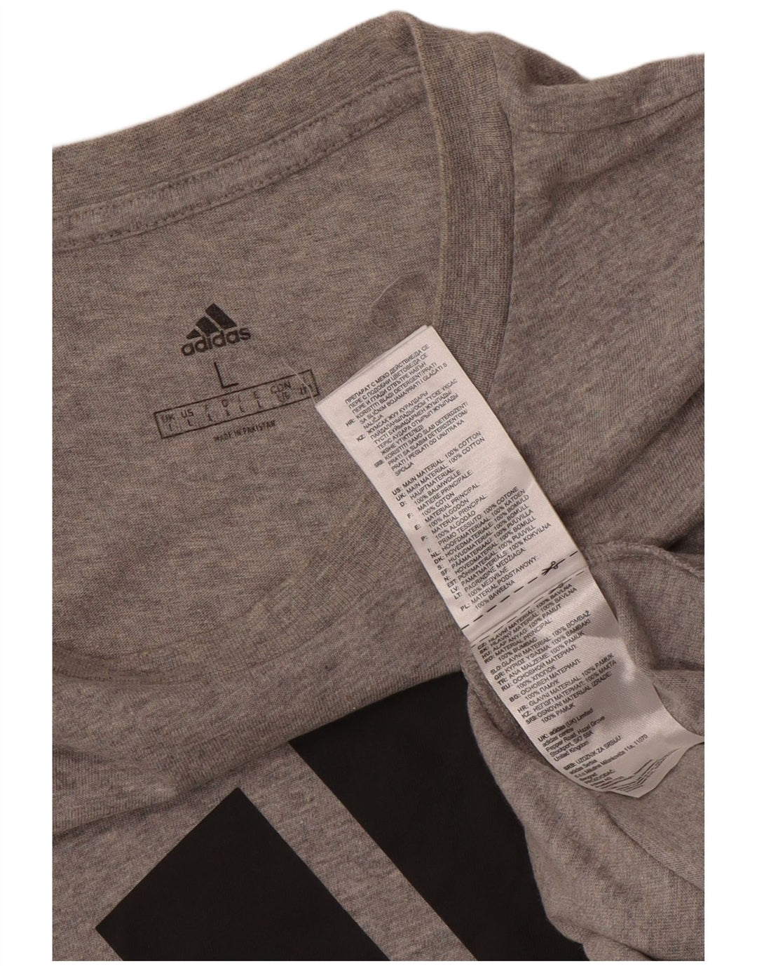 ADIDAS T-shirt graphique pour hommes, grand, gris, coton