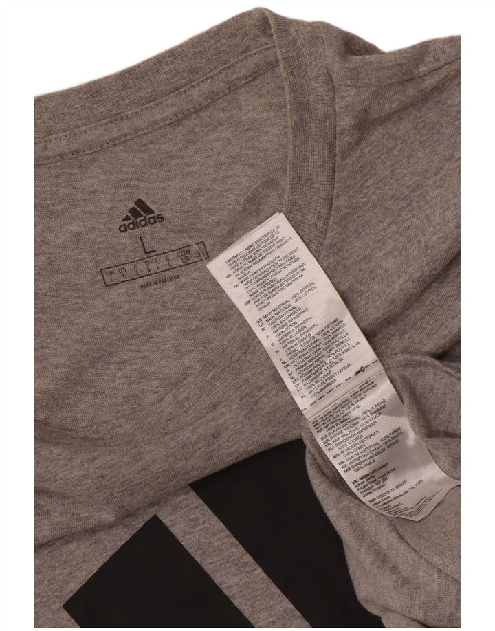 ADIDAS T-shirt graphique pour hommes, grand, gris, coton