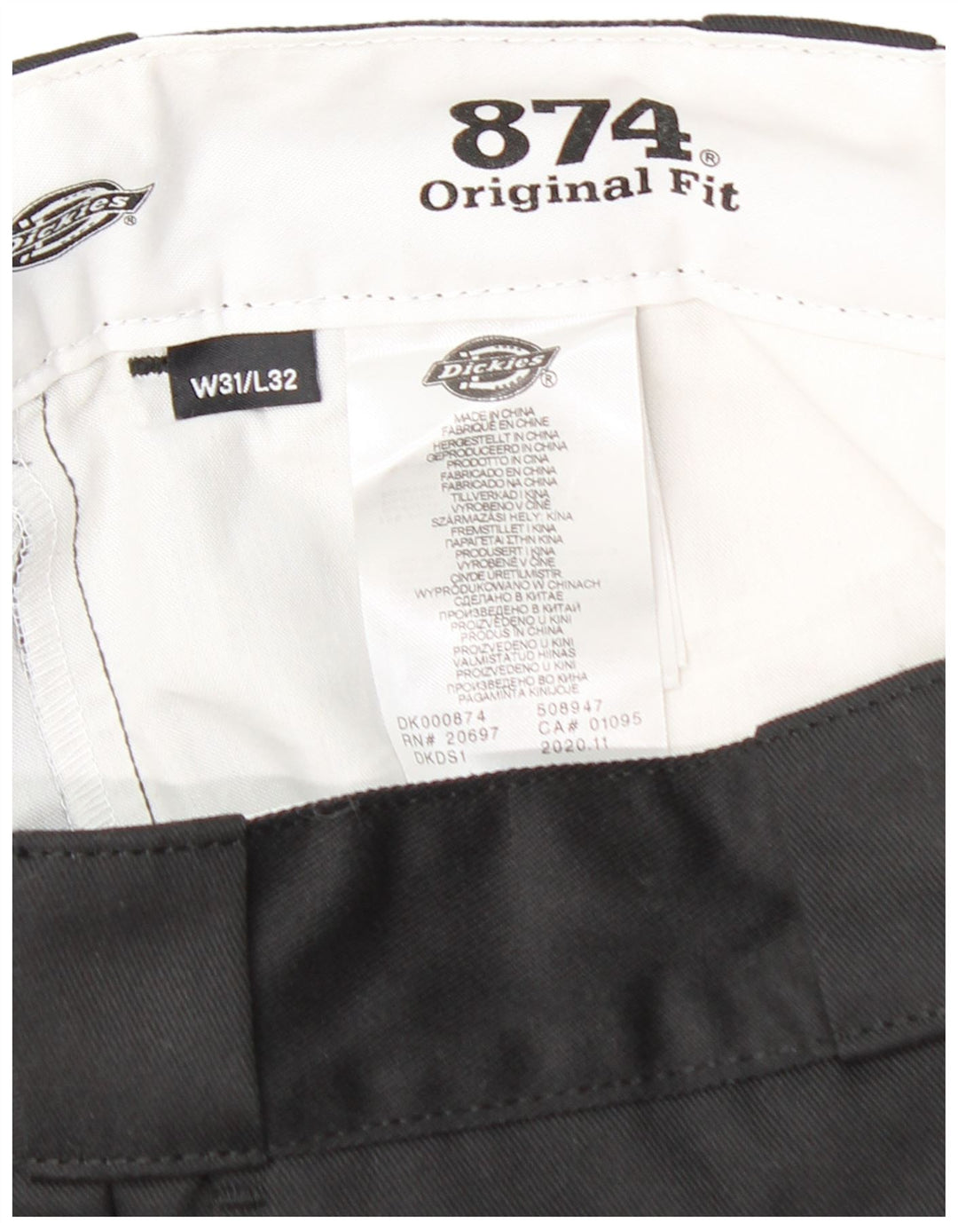 DICKIES Pantalon Chino Droit 874 Coupe Originale Homme W31 L32 Noir Coton