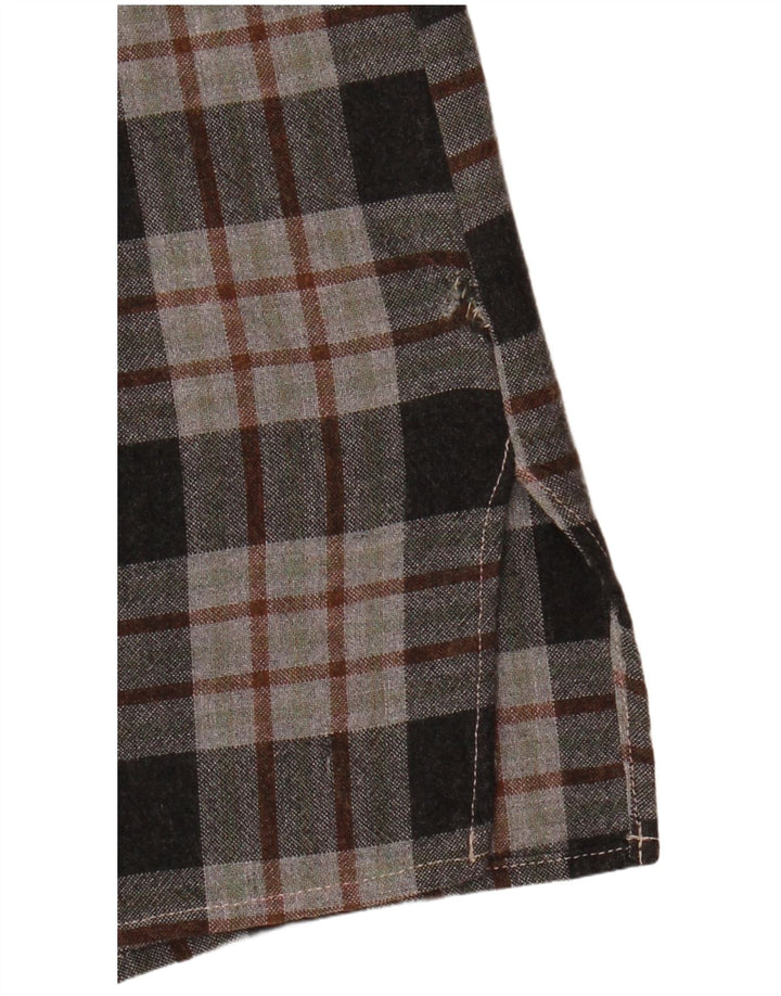 Benetton Chemise en flanelle pour femme UK 42 Gris moyen à carreaux Viscose