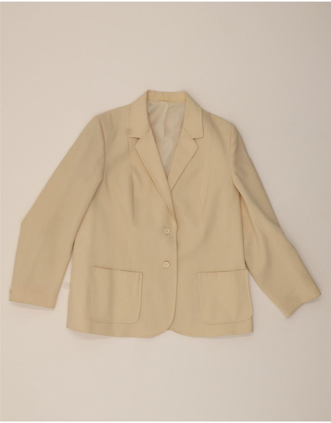VINTAGE Womens 2 Button Blazer Jacket UK 18 XL Beige Polyester Vintage Vintage and Second-Hand Vintage from Messina Hembry 