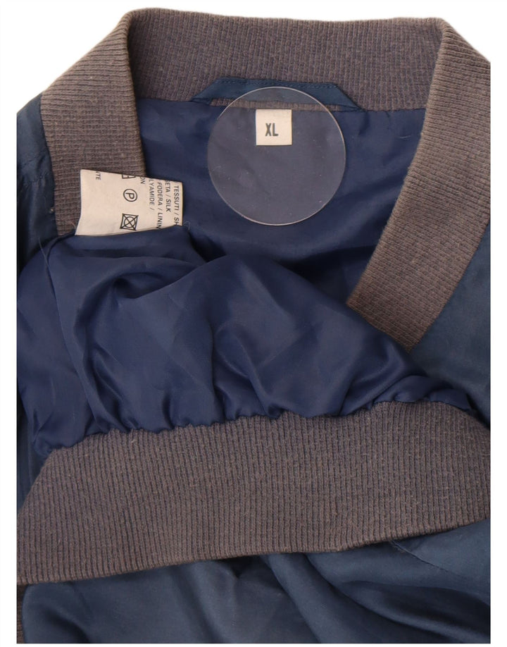 Veste Bomber Homme Vintage UK 42 XL Soie Bleue