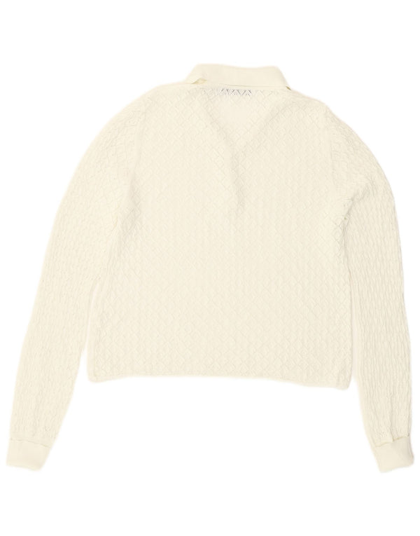 Zara Womens See Through Crop Top Manches Longues UK 14 Grand Blanc