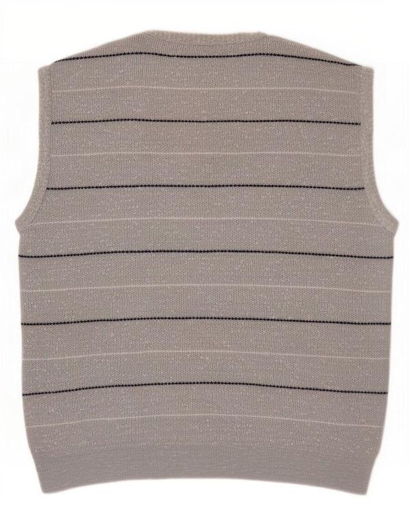 vintage Mens Vest Débardeur Grand Gris Rayé