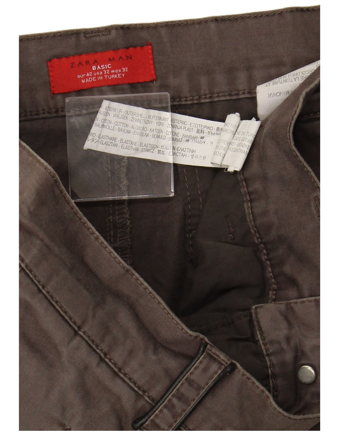 ZARA Pantalon Chino Slim Homme EU 42 Large W32 L33 Coton Marron