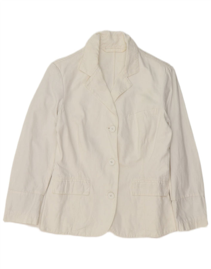 vintage Femme 3 Bouton Blazer Veste UK 14 Moyen Blanc