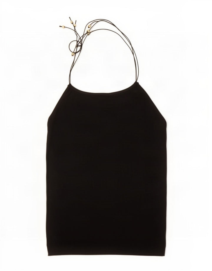 Massimo Dutti Haut dos nu en tricot pour femme UK 12 Noir moyen