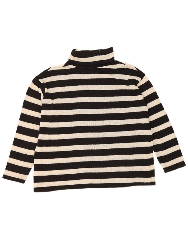Zara Pull surdimensionné à col roulé pour femme UK 10 Petit rayé noir