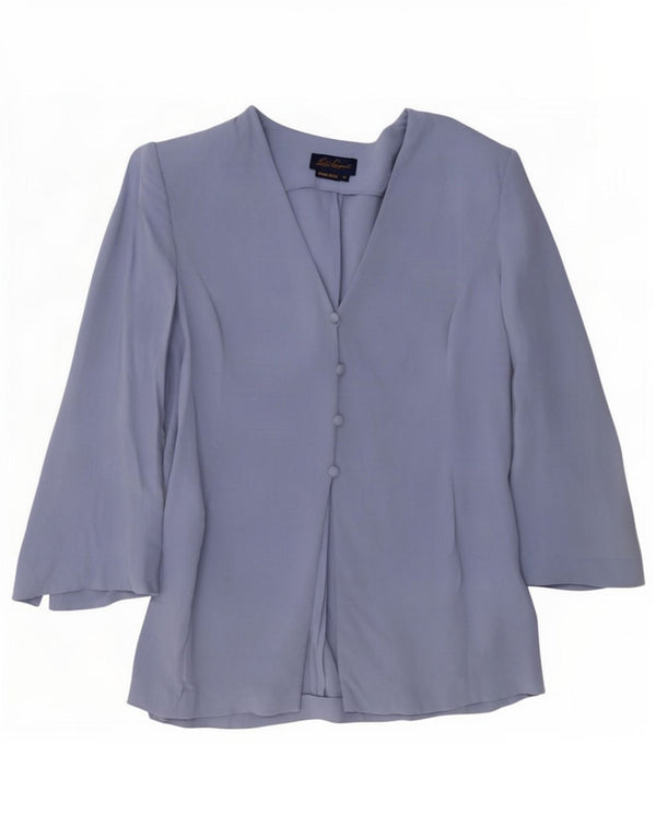 Luisa Spagnoli Haut Cardigan Femme UK 14 Soie Bleu Moyen