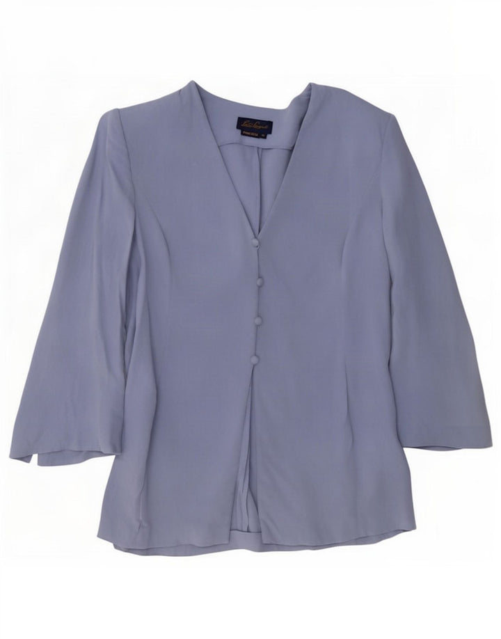 Luisa Spagnoli Haut Cardigan Femme UK 14 Soie Bleu Moyen