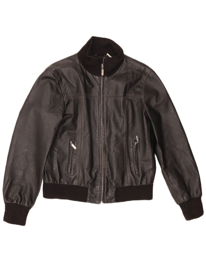 Conbipel Veste en Cuir Bomber Femme IT 48 XL Noir Colourblock