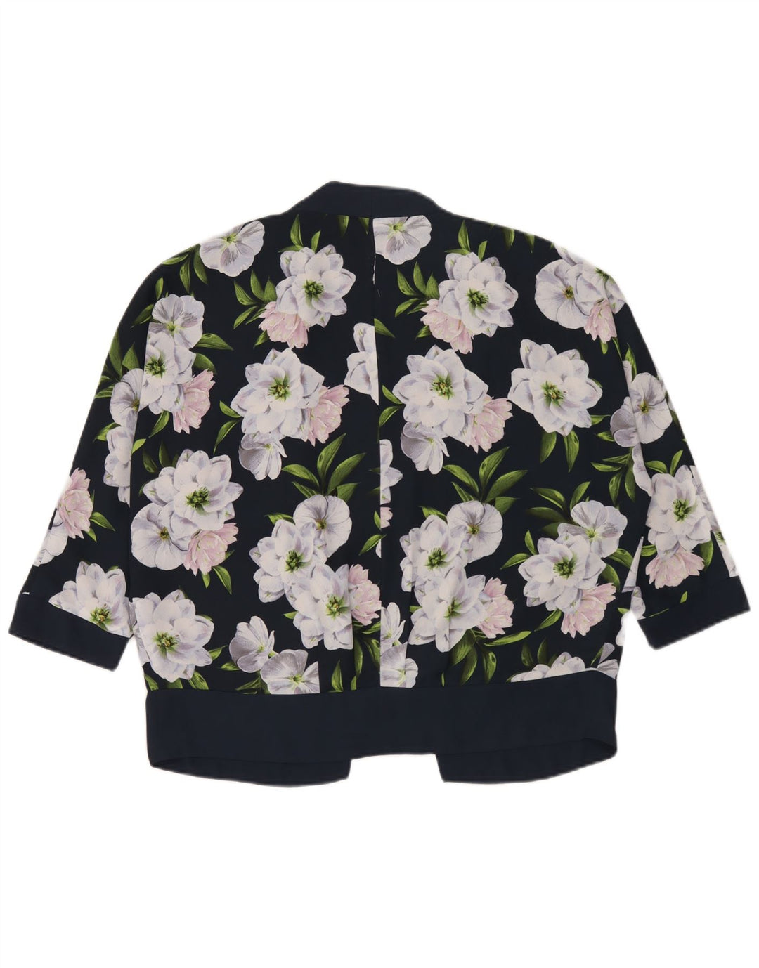 Oasis Cardigan surdimensionné pour femme UK 12 Bleu marine moyen Floral