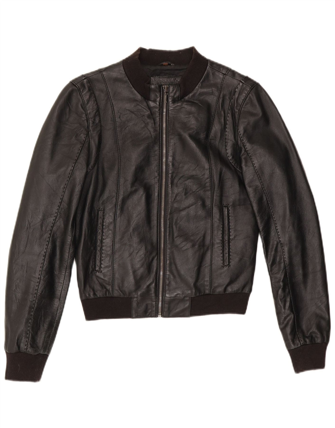 Conbipel Veste en Cuir Court Femme IT 42 Cuir Noir Moyen