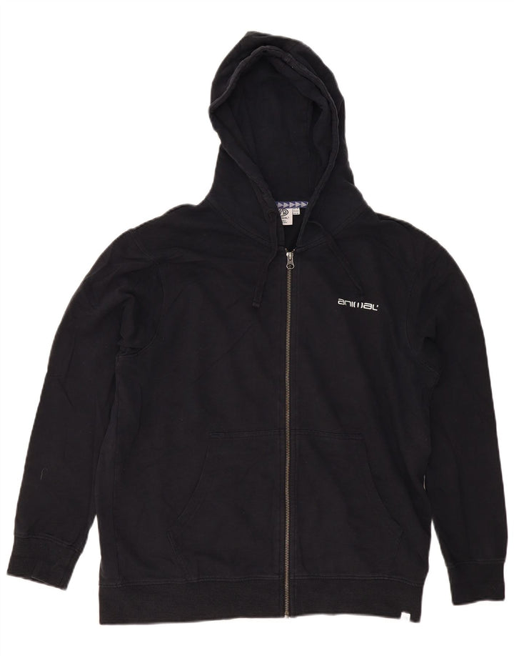 ANIMAL Pull à capuche zippé pour femme UK 14 Grand coton noir