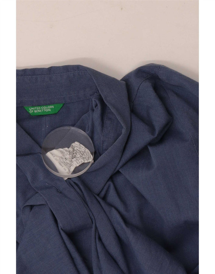 Benetton Chemise Femme UK 16 Large Bleu Marine Coton