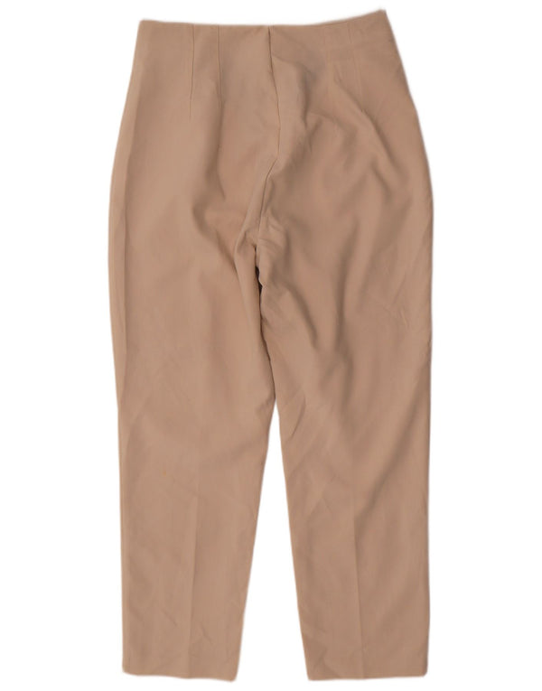 Zara Pantalon de costume fuselé taille haute pour femme Large W30 L28 Beige Polyester