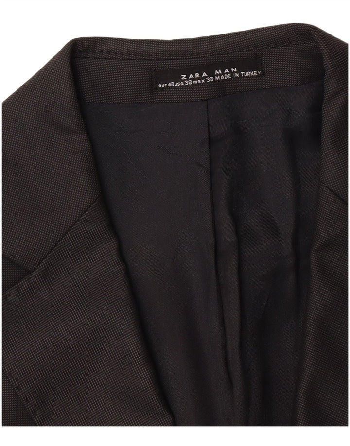 Zara Veste blazer à 2 boutons pour homme EU 48 Noir moyen