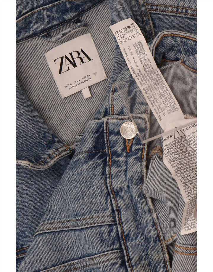 Zara Veste en jean pour femme UK 14 Large Bleu Coton