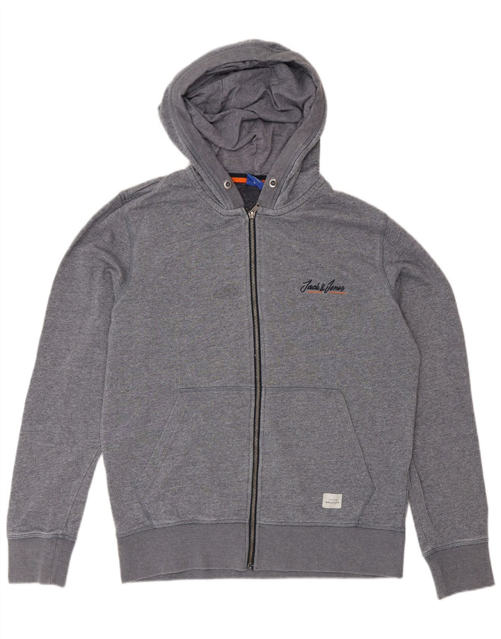 Jack & Jones Pull à Capuche Zippé Homme Gris Moyen Moucheté Polyester