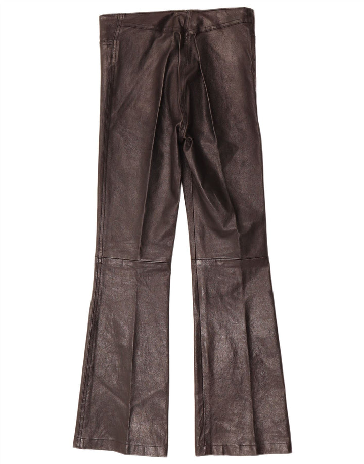 Pantalon évasé en cuir femme vintage W28 L30 Noir
