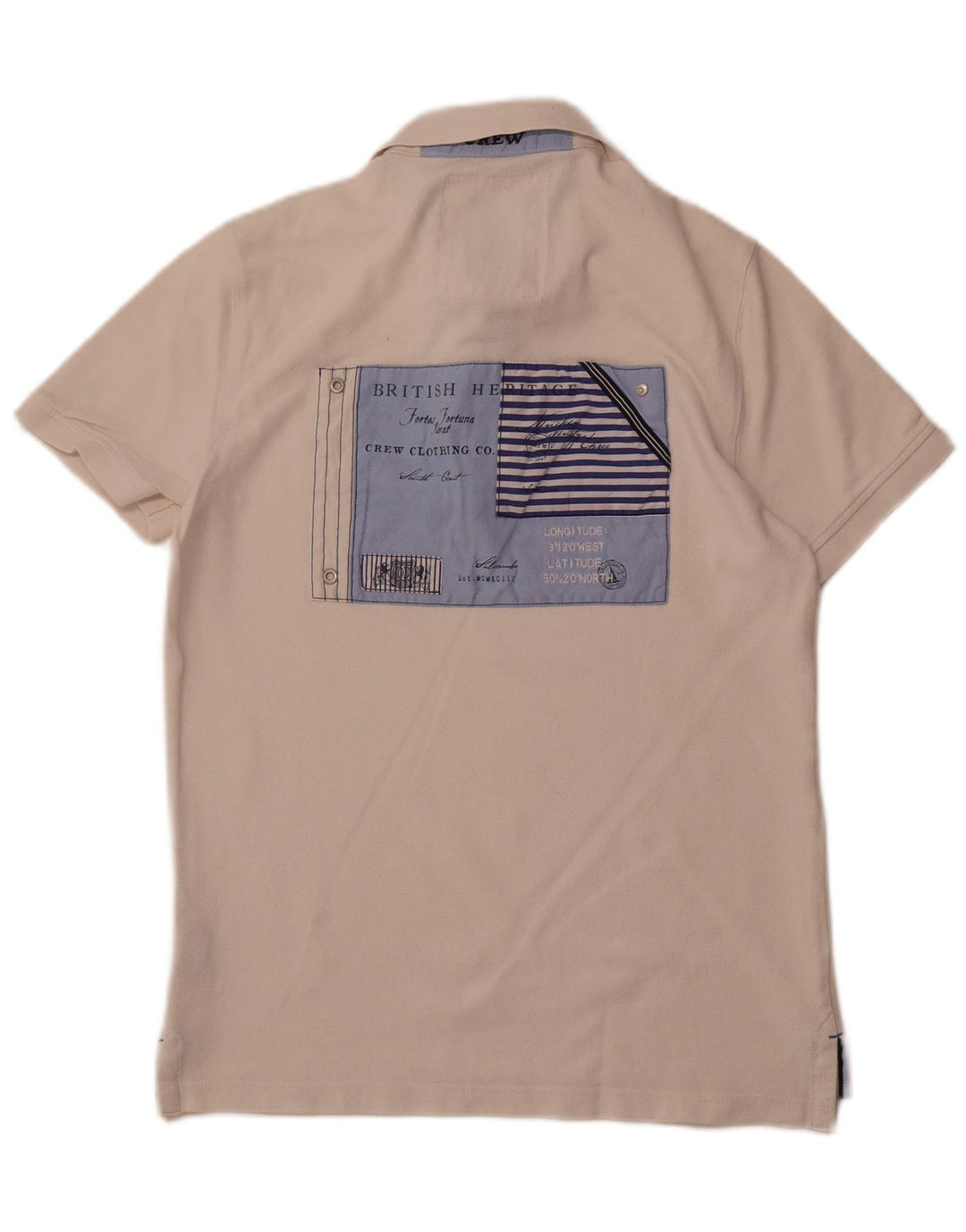 CREW CLOTHING Polo Graphique Homme Blanc Moyen Coton