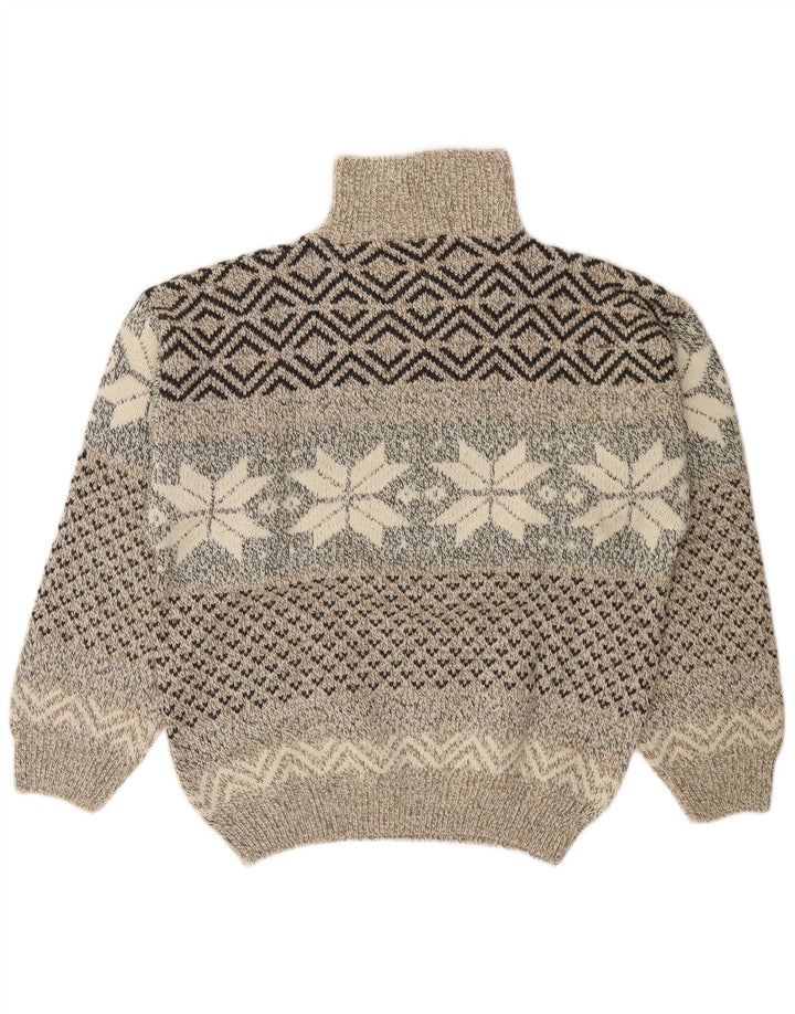 C&A Pull Canda Zip Neck Homme Beige Fair Isle Acrylique