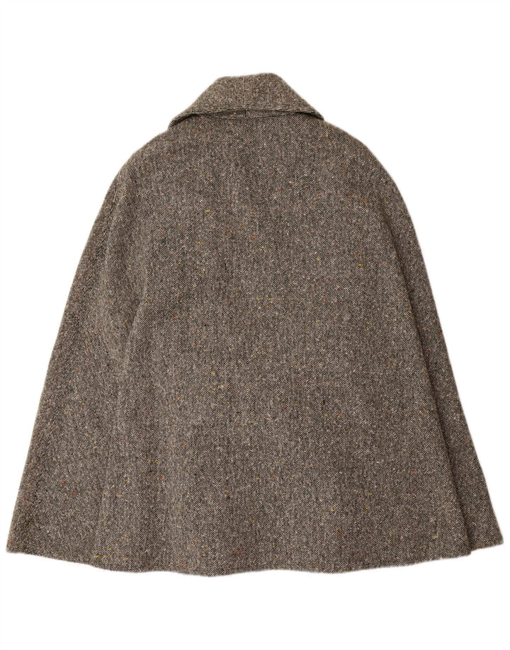 Manteau Cape Femme Vintage IT 44 Gris Moyen Moucheté