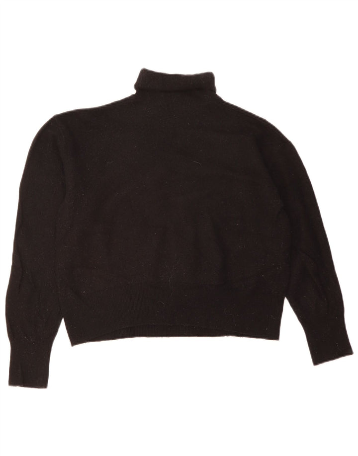 Zara Pull court à col roulé pour femme UK 14 Noir moyen