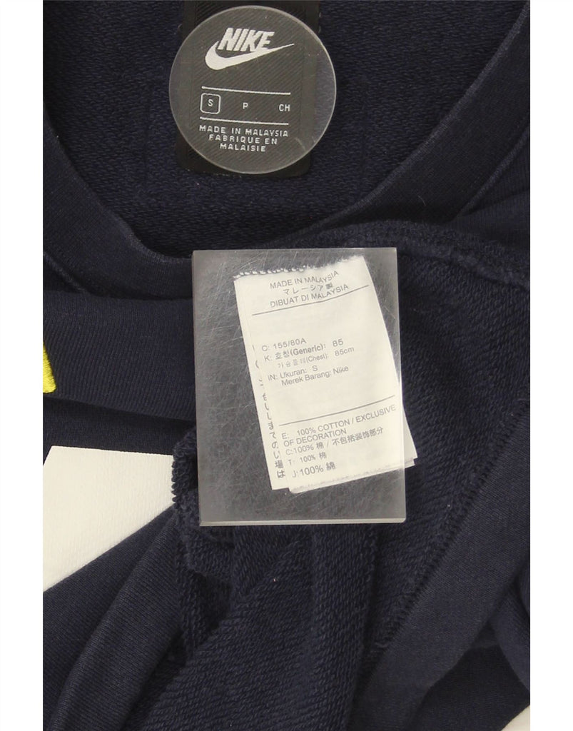 NIKE Womens Oversized Graphic Sweatshirt Jumper UK 10 Small Navy Blue Vintage Nike and Second-Hand Nike from Messina Hembry 