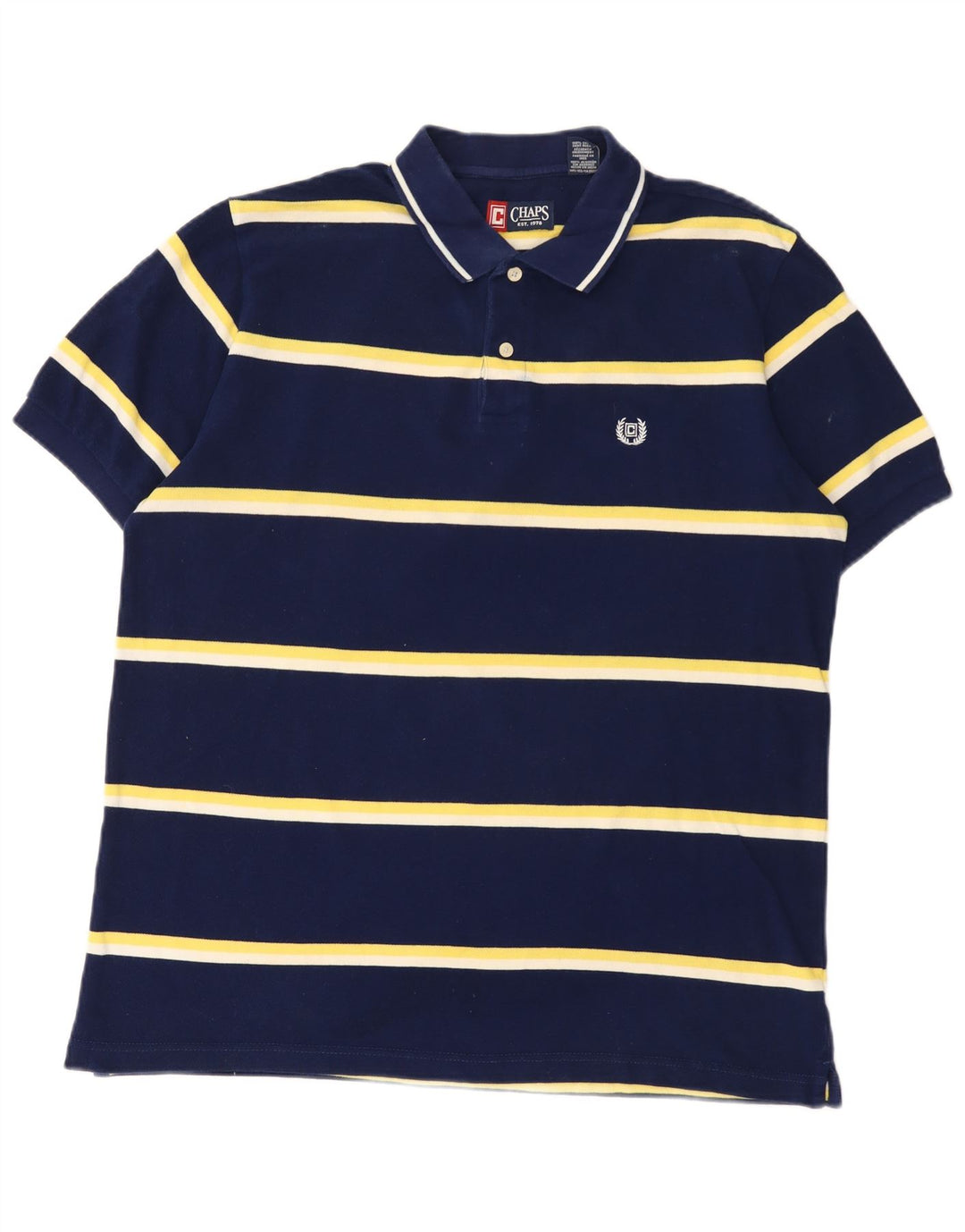 Chaps Polo Homme Large Bleu Marine Rayé Coton