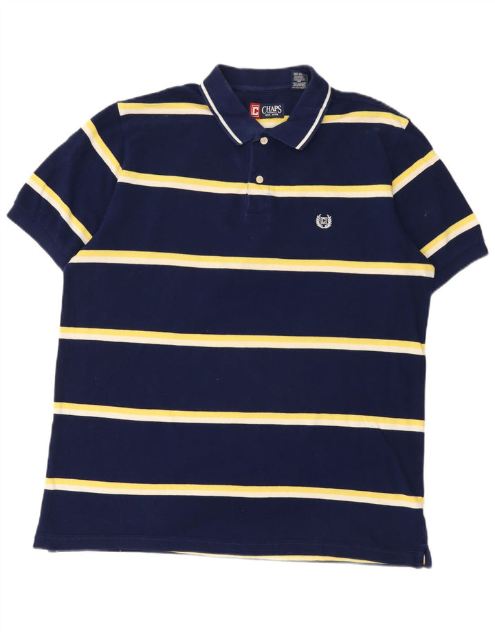 Chaps Polo Homme Large Bleu Marine Rayé Coton