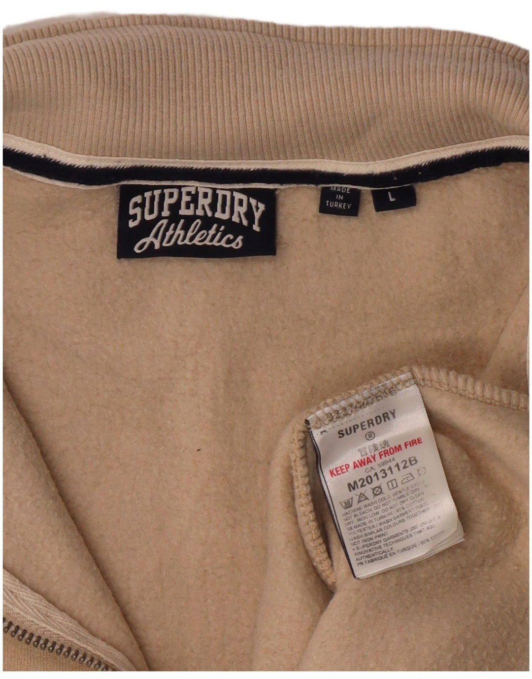 SUPERDRY Sweat-shirt à col zippé pour hommes, grand coton beige