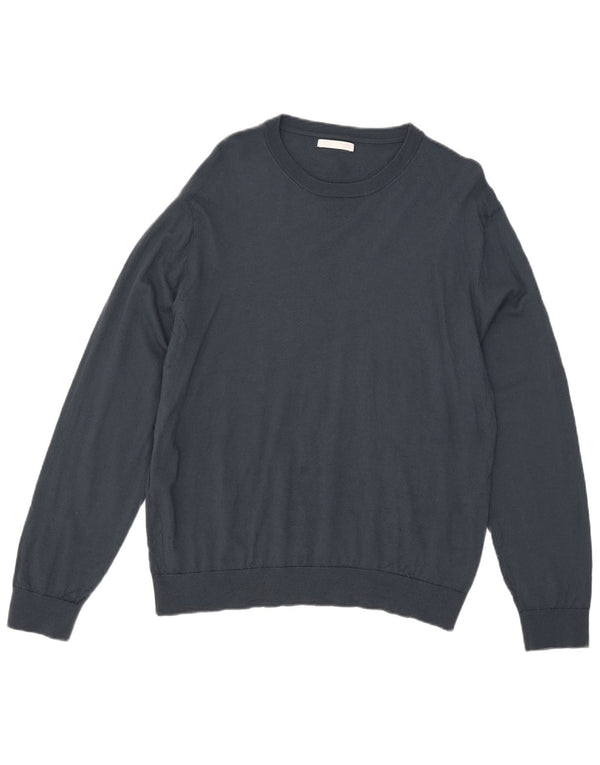 Zara Pull Col Bateau Homme XL Bleu Marine Laine