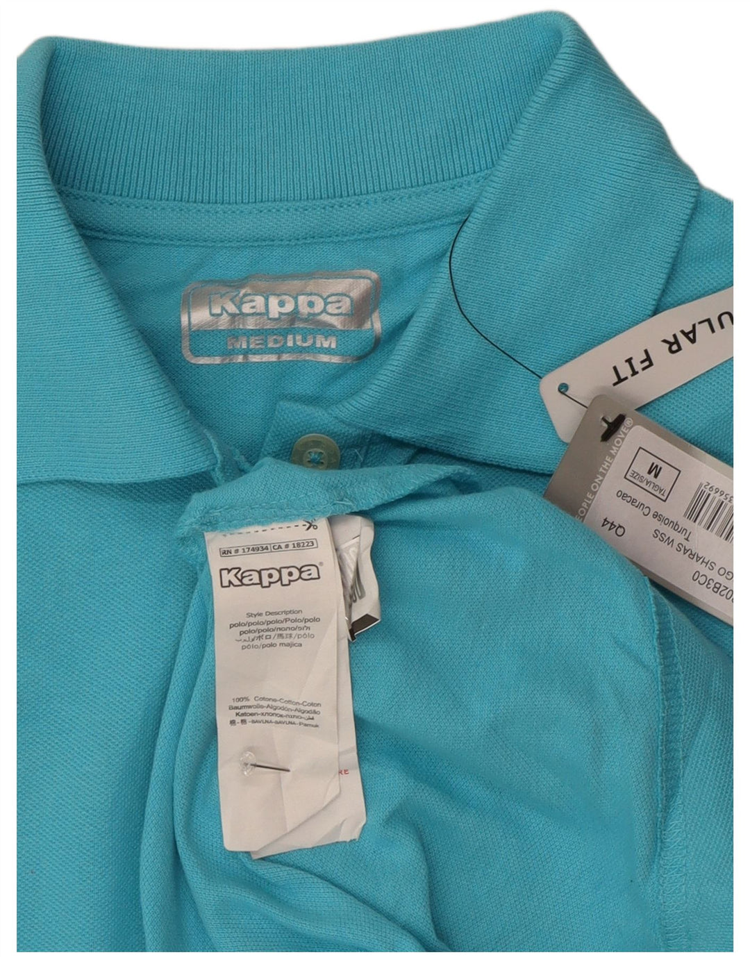 Kappa Polo Regular Fit Femme UK 14 Bleu Moyen Coton