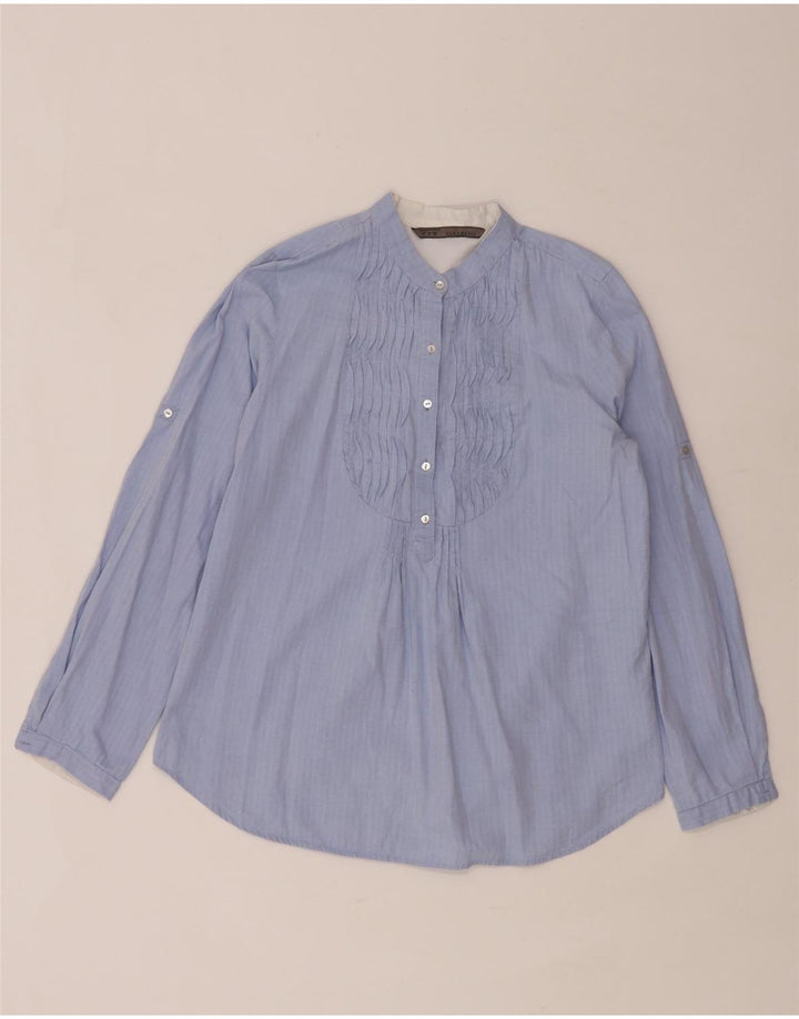 Zara Chemise pull femme UK 10 Petit coton à chevrons bleu