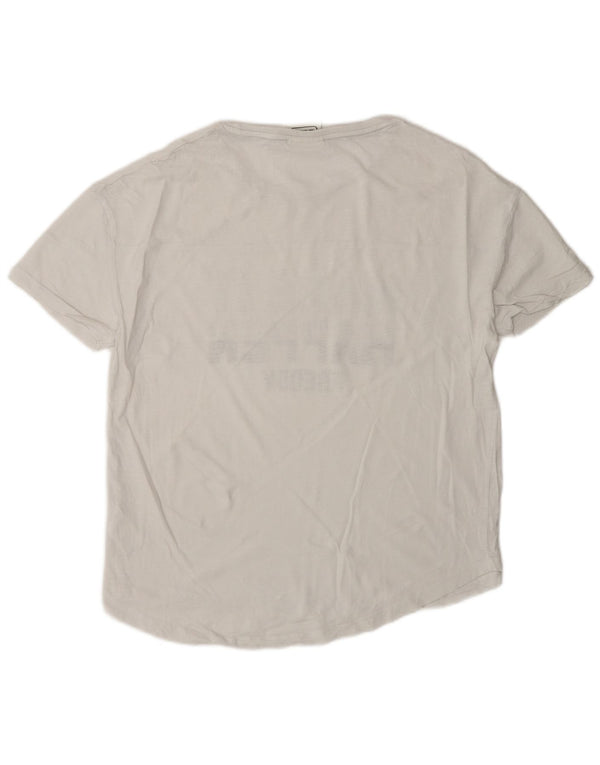 Freddy T-shirt graphique surdimensionné pour femme UK 10 Petit coton blanc